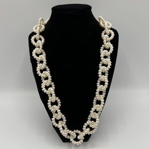 White Beaded Chain Link Necklace